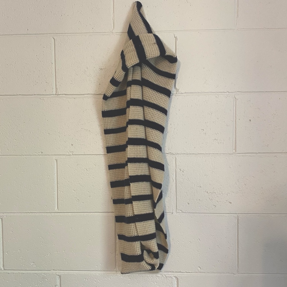 J. Crew off white & blue stripe infinity scarf